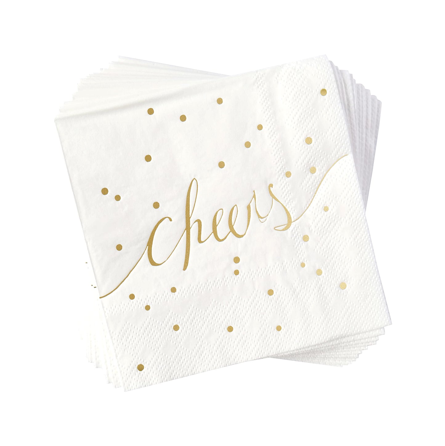 White and Gold Cocktail Napkins - Pack of 100 Disposable Bar Napkins - Wedding Baby Shower Birthday Graduation Dessert - 3 Ply - By Simple-Glee