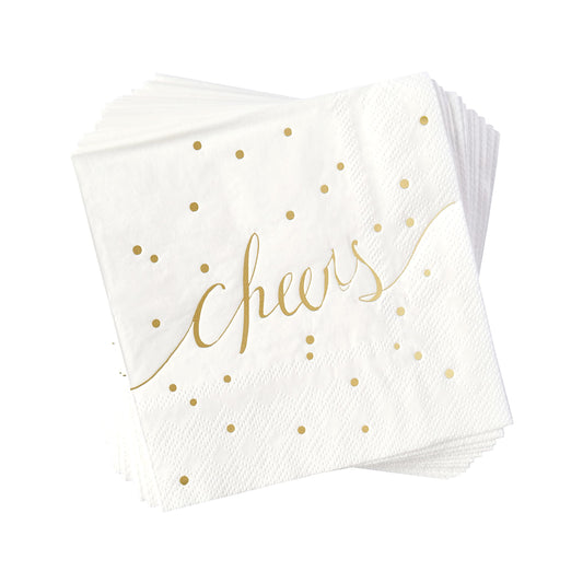 White and Gold Cocktail Napkins - Pack of 100 Disposable Bar Napkins - Wedding Baby Shower Birthday Graduation Dessert - 3 Ply - By Simple-Glee
