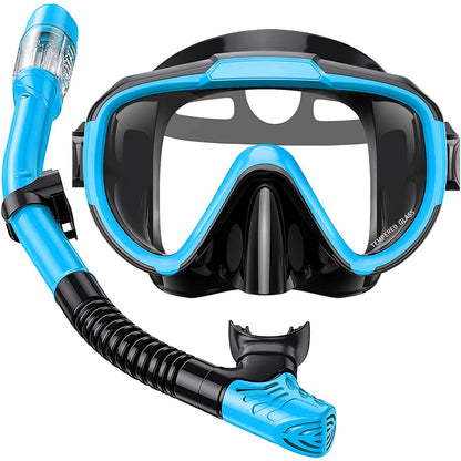 Seovediary Snorkel Set Adults Snorkeling Gear Anti-Fog Panoramic View Swim Mask Dry Top Snorkel Kit with Carry Bag for Snorkeling Scuba Diving Swimming Travel