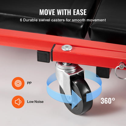 VEVOR Foldable Z Garage Creeper, 36 in, 300 lbs Load Capacity Rolling Folding Mechanic Creeper Stool, with 6 Wheels Tool Tray Padded Seat Steel Frame, Lay Down or Sit Chair for Garage Shop or Home