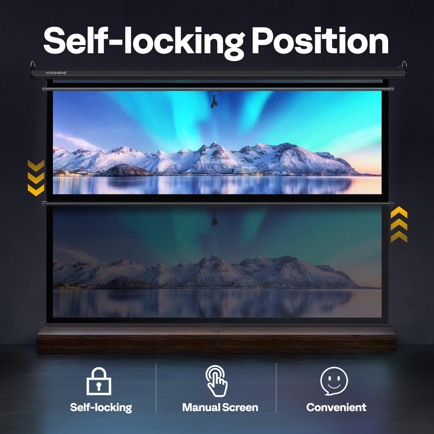 VIVOHOME Projector Screen Pull Down, 16:9 100 Inch Retractable Projection Screen, HD 4K Manual Pull Movie Screen for Home Theater, Cinema, Office (87x49 Inch Black)