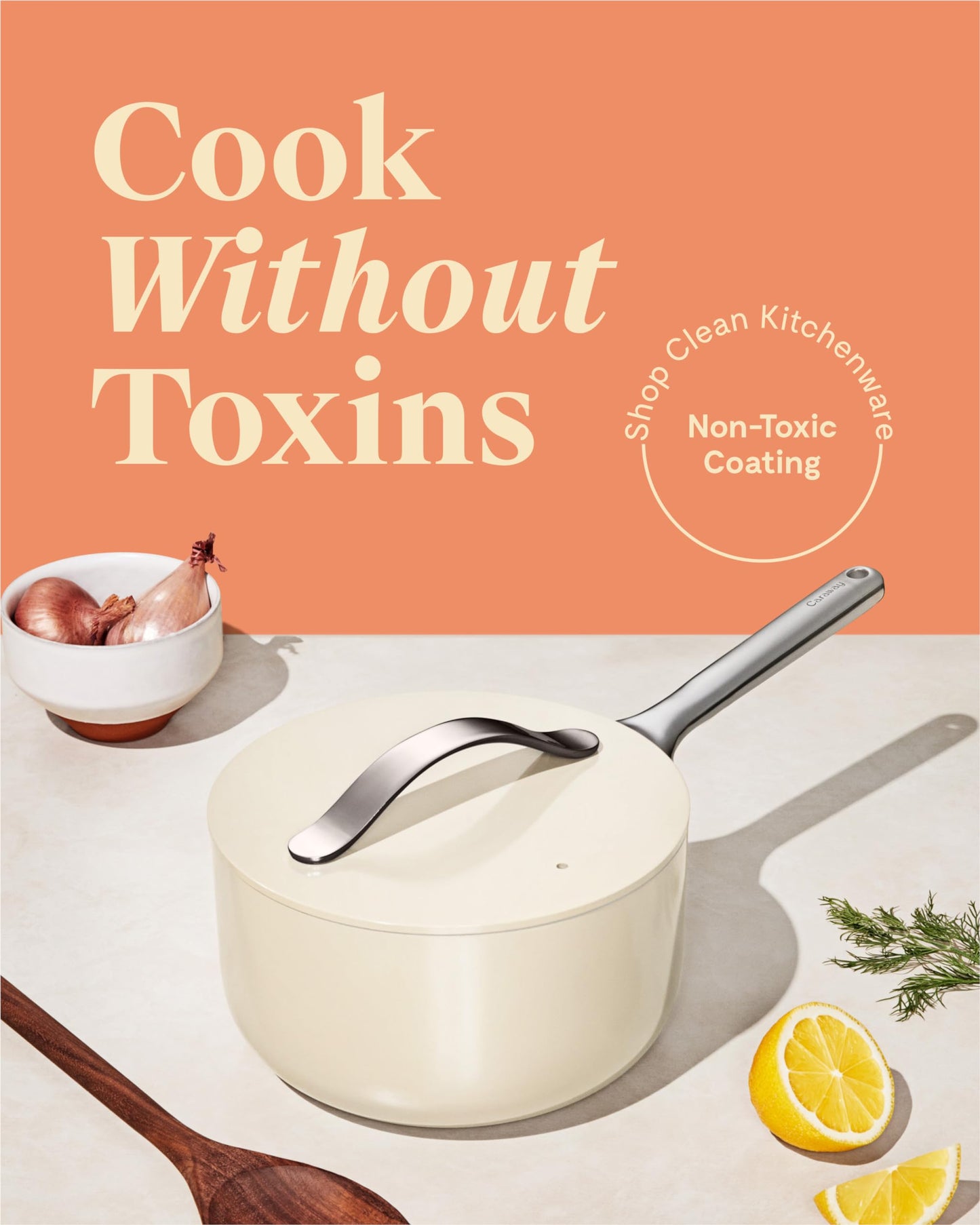 Caraway Nonstick Ceramic Sauce Pan with Lid (1.75 qt) - Non Toxic, PTFE & PFOA Free - Oven Safe & Compatible with All Stovetops (Gas, Electric & Induction) - Gray