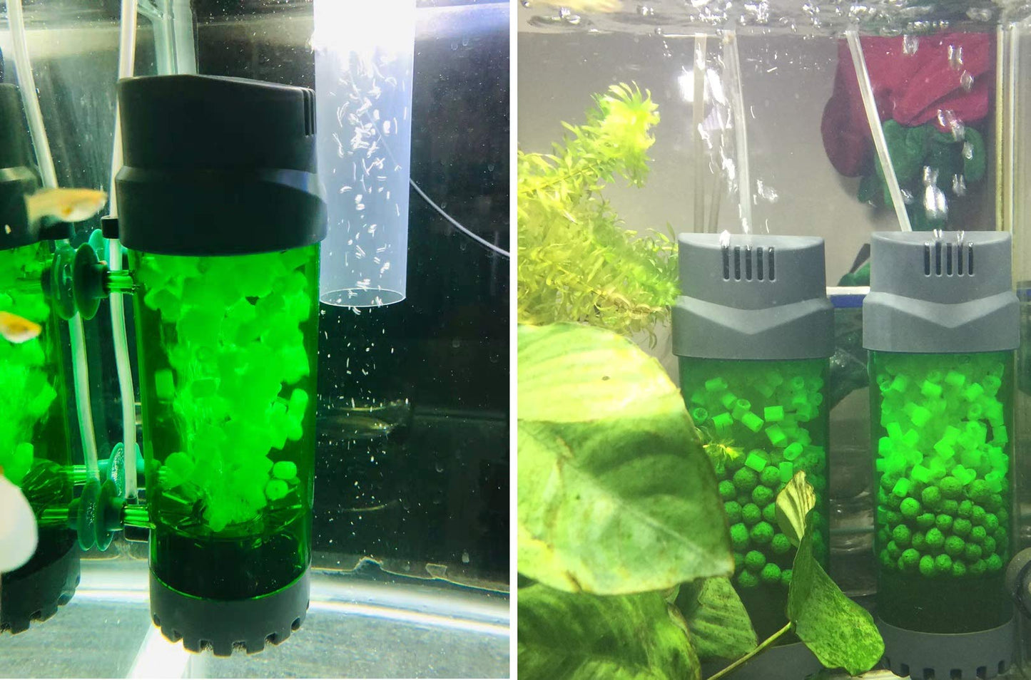 QANVEE Fluidized Moving Bed Bubble Bio Media Filter for Aquarium Fish Tank with Air Stone and Sponge Filter (LH-300)