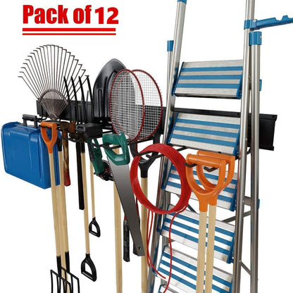 TORACK Tool Storage Rack, Heavy Duty Steel Garage Wall Mount Garden Tool Organizer for Ladders, Chairs, Shovels, Broom, Power tools (8-Pack 5.7"-11" Mixed Hooks, up to 800 lbs)