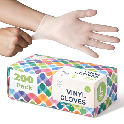 Fit Meal Prep 200 Pack Disposable Food Prep Vinyl Gloves Medium Food Safe Glove Household Cleaning Gloves for Cooking, Kitchen