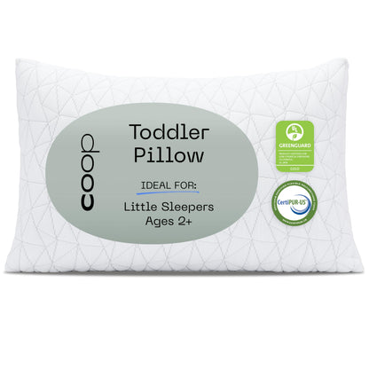 Coop Home Goods Original Toddler Adjustable Pillow, Soft, Breathable, Washable Mini Bed Pillow for Kids with Premium Memory Foam and Zippered Cover, CertiPUR-US/GREENGUARD Gold