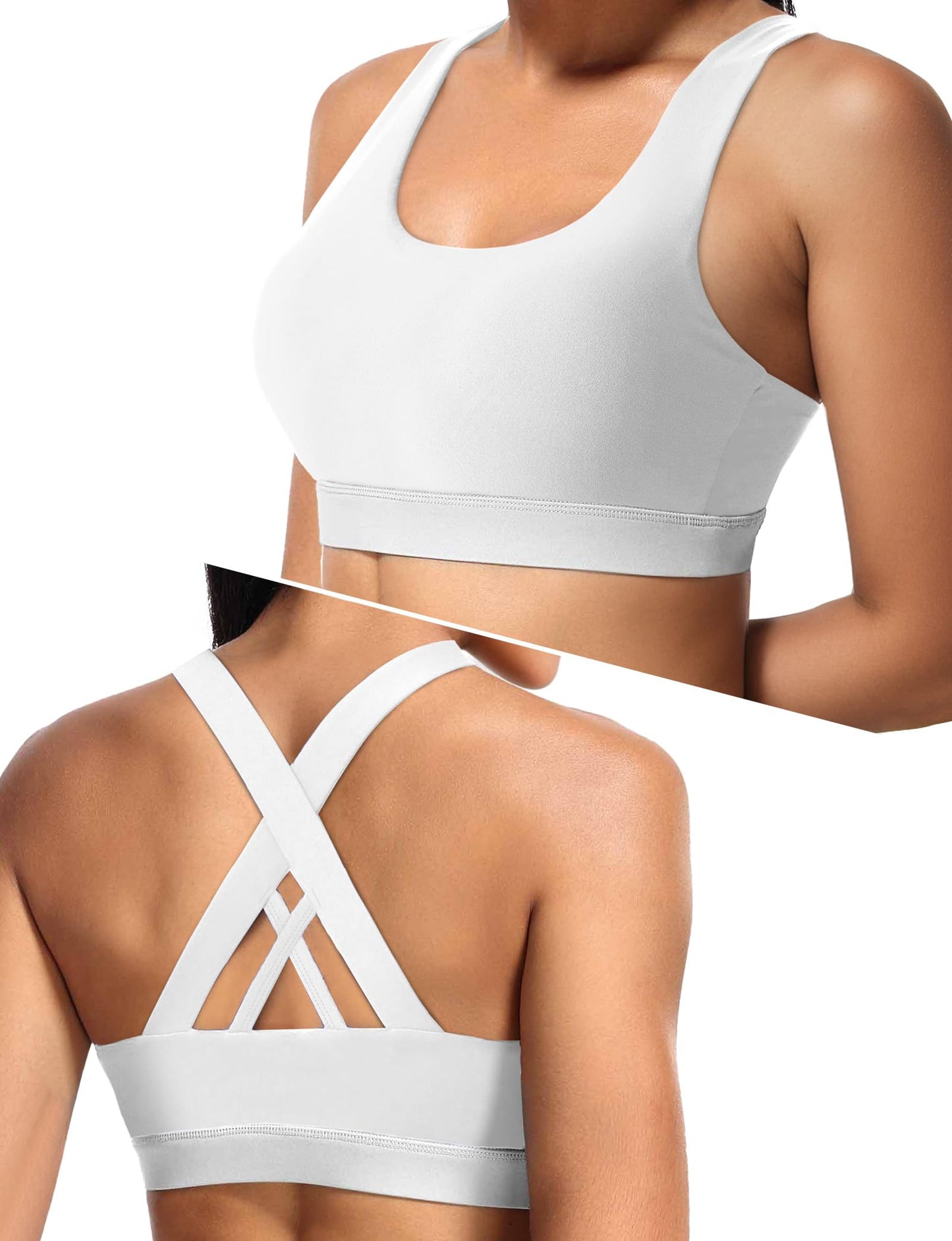 Sports Bras for Women High Support Large Bust, Outdoors High Impact Yoga Wireless Padded Bras,White Padded Low Back Athletic Sleep Workout Strappy Racerback Sports Bra White S-1