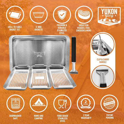 Yukon Glory™ BBQ 'N SERVE Grill Baskets (BBQ 'N SERVE SET)