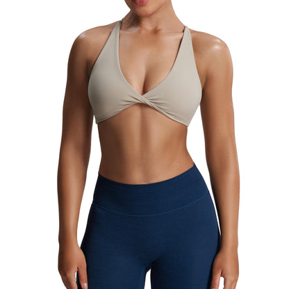 Aoxjox Women's Workout Sports Bras Fitness Sienna Low Impact Bra Yoga Crop Tank (Mink, Small)