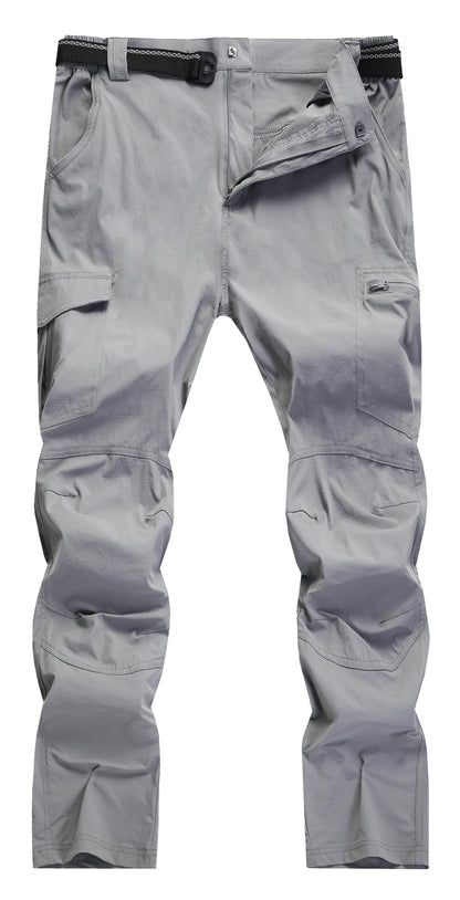 WENRONSTA Men's Hiking Work Cargo Pants Quick-Dry Lightweight Waterproof 6 Pockets Outdoor Mountain Fishing Camping Pants Light Grey XXL
