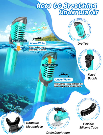 Zenoplige Mask Fins Snorkel Set, Snorkeling Gear for Adults, Panoramic View Snorkel Mask Anti-Fog, Adjustable Dive Flippers, Dry Top Snorkel and Travel Bag, Scuba Gear for Swimming Snorkeling Diving