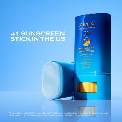 Shiseido Clear Sunscreen Stick SPF 50+ - Invisible Broad-Spectrum Face Sunscreen - Wear Under & Over Makeup - Lightweight Formula - All Skin Types