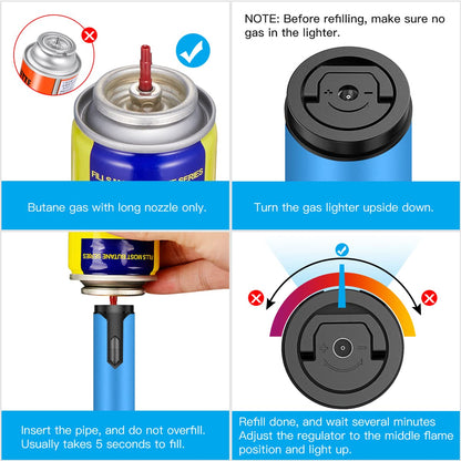Torch Lighters 2 Pack Adjustable Jet Flame Butane Lighter, Refillable Gas Torch Lighter for Candles Grill BBQ Fireplaces Camping (Butane Not Included)
