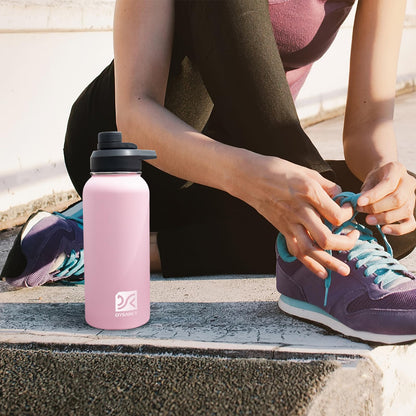 DYSANKY 32 oz Insulated Water Bottle | Thickened Stainless Steel Vacuum Metal | Portable Sports Water Jug for Gym and Hiking with Straw, Carrier Bag, Handle Strap | BPA-Free 32 oz, Black