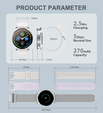 Smart Watch for Women (Answer/Make Call), Fitness Tracker for Android and iOS Phones Waterproof Smartwatch with 1.32" HD Full Touch Screen AI Voice Control Heart Rate Sleep Monitor Pedometer, Silver