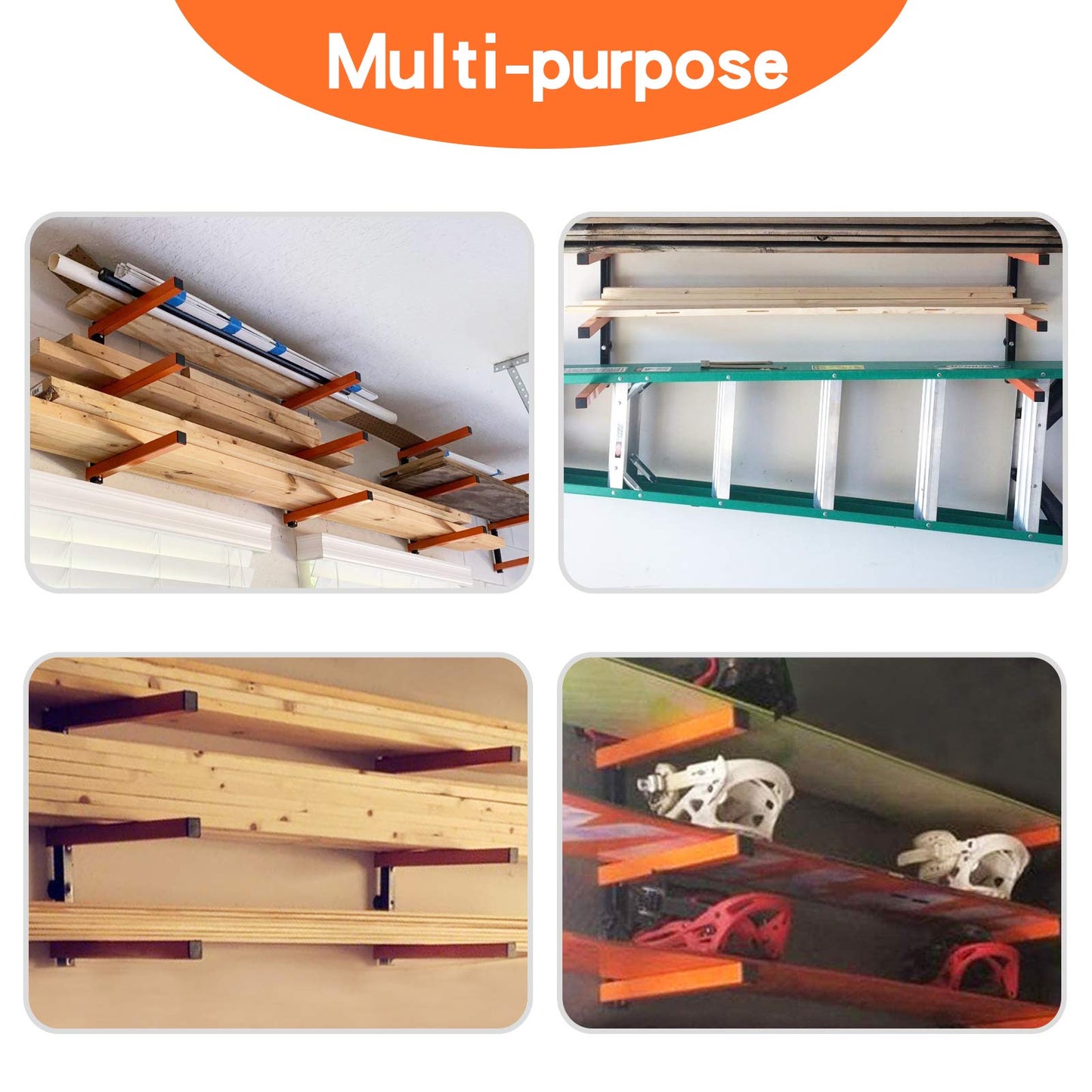 Ultrawall Wall Mount Wood Organizer and Lumber Storage Metal Rack with 3-Level - Indoor & Outdoor Use, 2 Pack