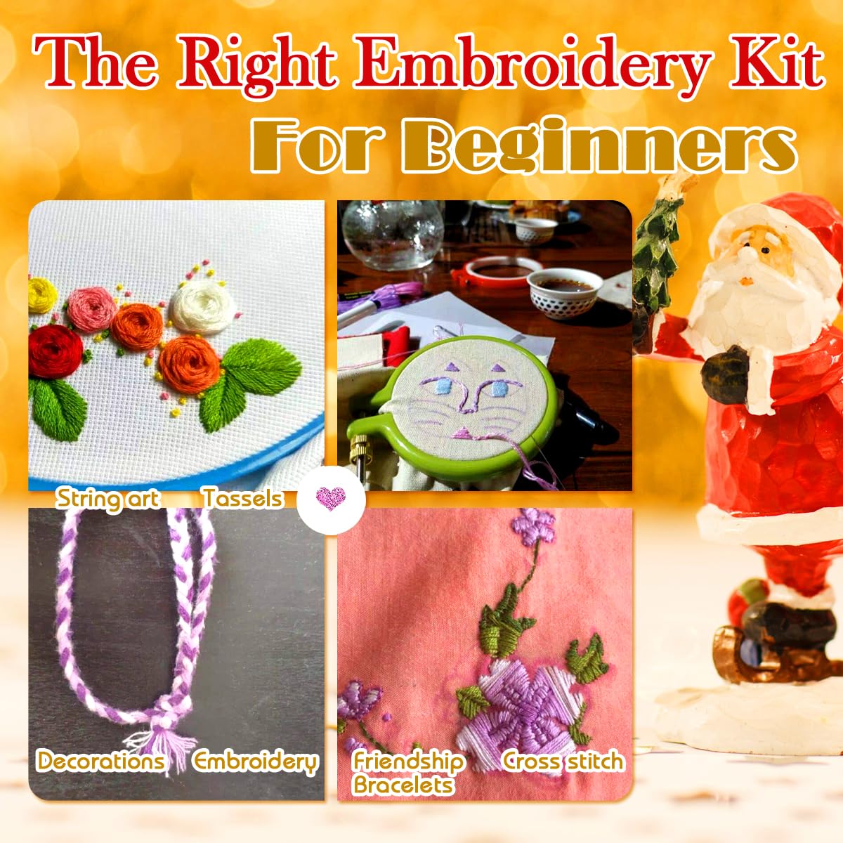 Embroidery Floss 54 skeins Crossstitch Thread - Bracelets String - 50Pcs Embroidery Thread and Free Set of 4pcs Metallic Thread