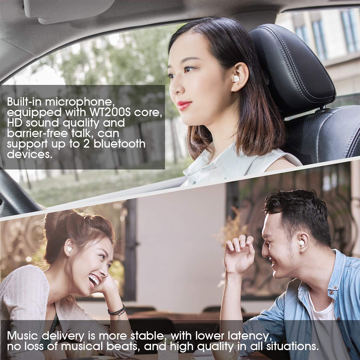 SZHTFX Invisible Earbuds Sleep Bluetooth Earbuds Mini Tiny Discreet Hidden Headphones for Work, Small Ear Canals - Single Earbud with Charging Case (Black-（Single）)