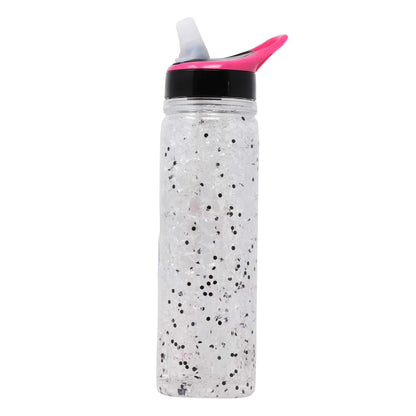 Copco 18 oz Double Wall Tritan Freezable Water Bottle with Crackle Gel - BPA-Free, Leak-Proof Flip-Top Lid, Easy Carry Loop - Keeps Drinks Cold Longer for Travel, Sports, Outdoor Use (White Glitter)