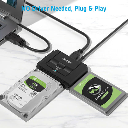 Unitek USB 3.0 to IDE and SATA Converter External Hard Drive Adapter Kit for Universal 2.5/3.5 HDD/SSD Hard Drive Disk, One Touch Backup Function, Included 12V/2A Power Adapter
