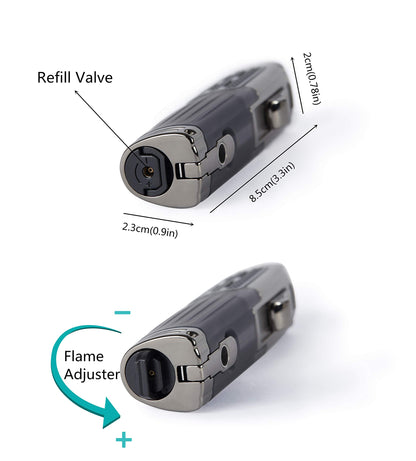 TOMOLO Cigar Lighter Triple Jet Flame Torch Lighter Refillable Butane Lighter with Cigar Punch, 2 Pack, Charcoal