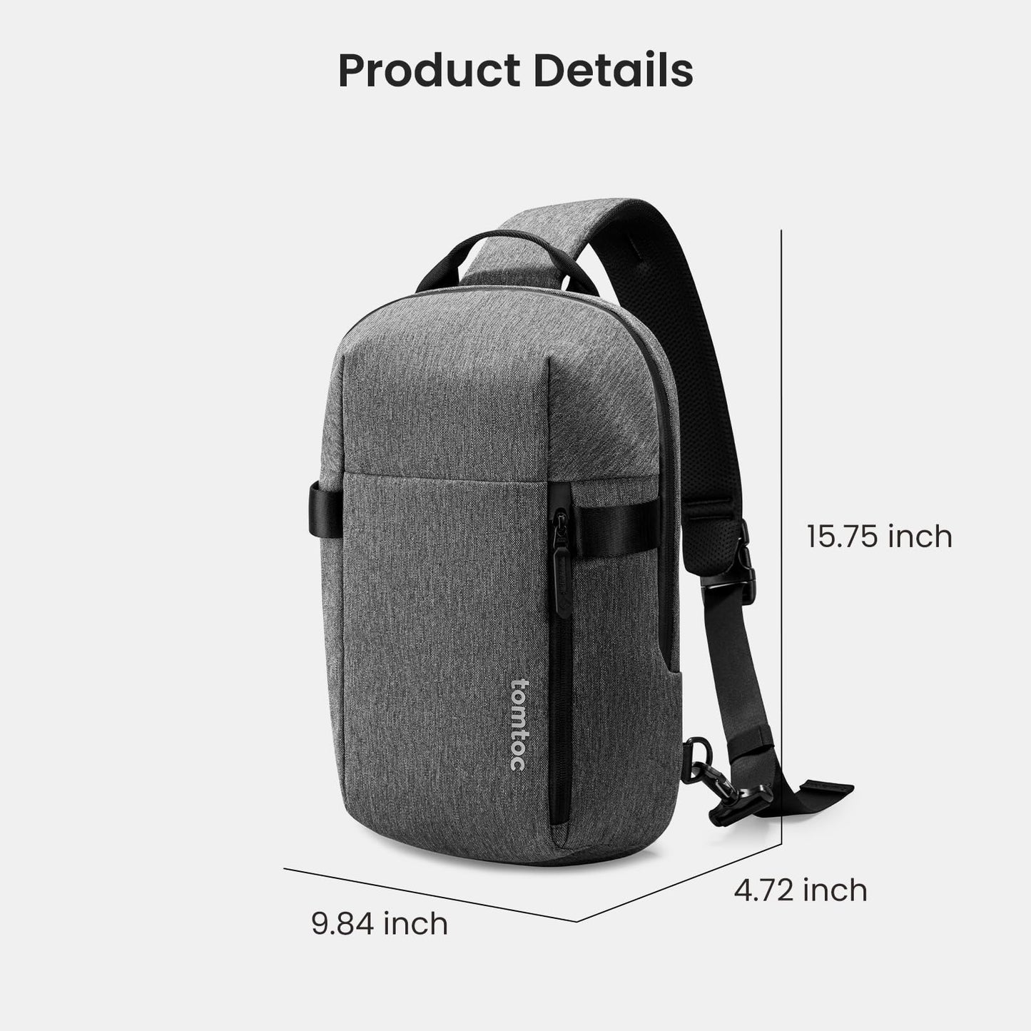 tomtoc Sling Bag Crossbody Backpack EDC Daypack for Men Women, Chest Shoulder bag for 2024 14" MacBook Pro M4, 13" MacBook Air/Pro, 2025 11" iPad A16/Air M3&M2/Pro M4, Daily Use, Work, Travel- S Size