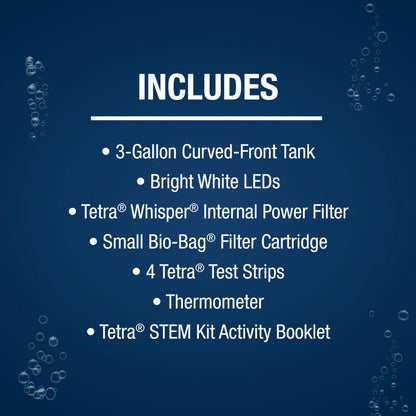 Tetra Crescent STEM Aquarium Kit 3 Gallons, Curved-Front Fish Tank with LEDs and STEM Activity Guide