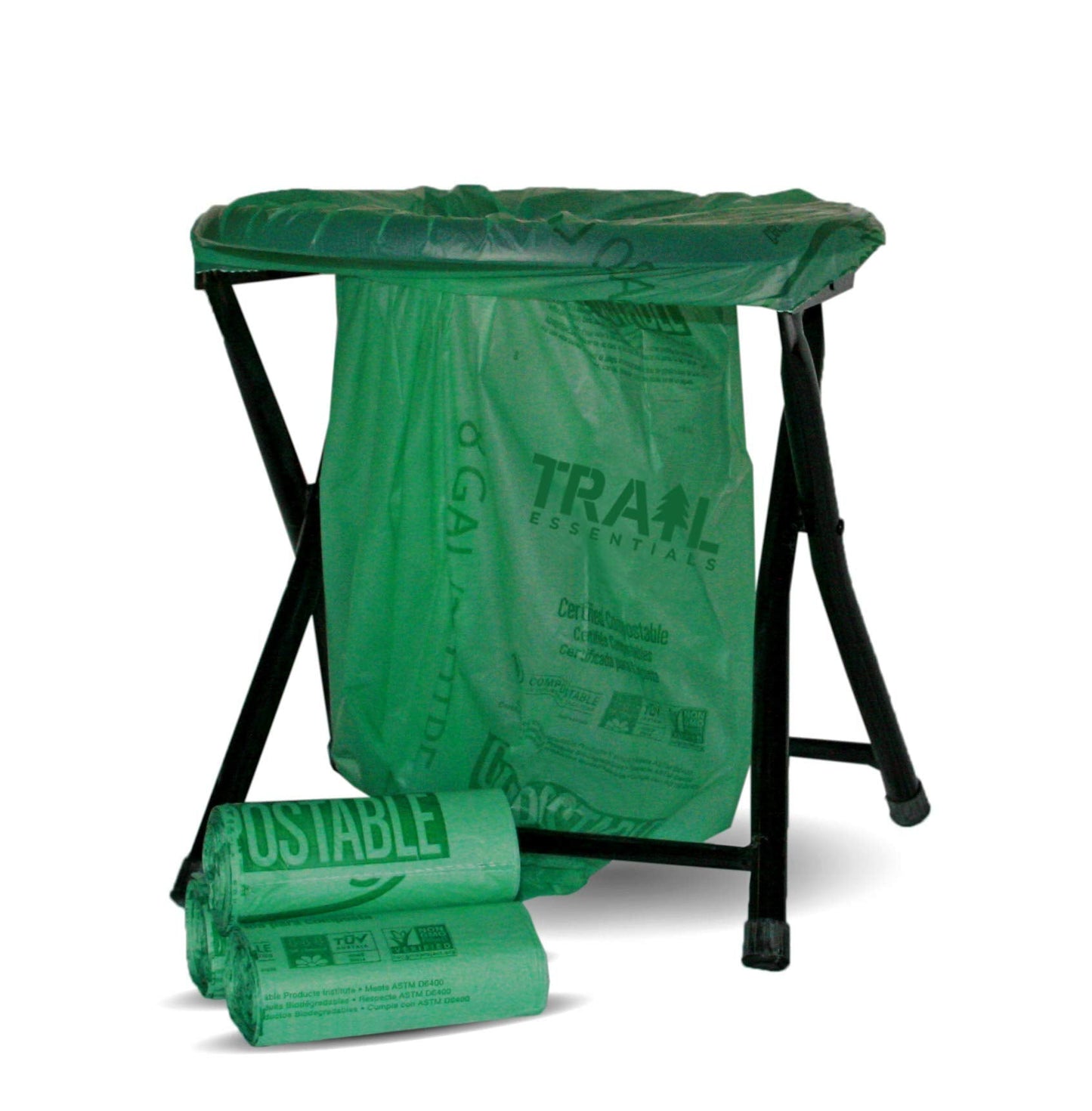 Trail Essentials 25 Count Biodegradable Toilet Bags, 5 Gallon Capacity, Convenient Carry Case