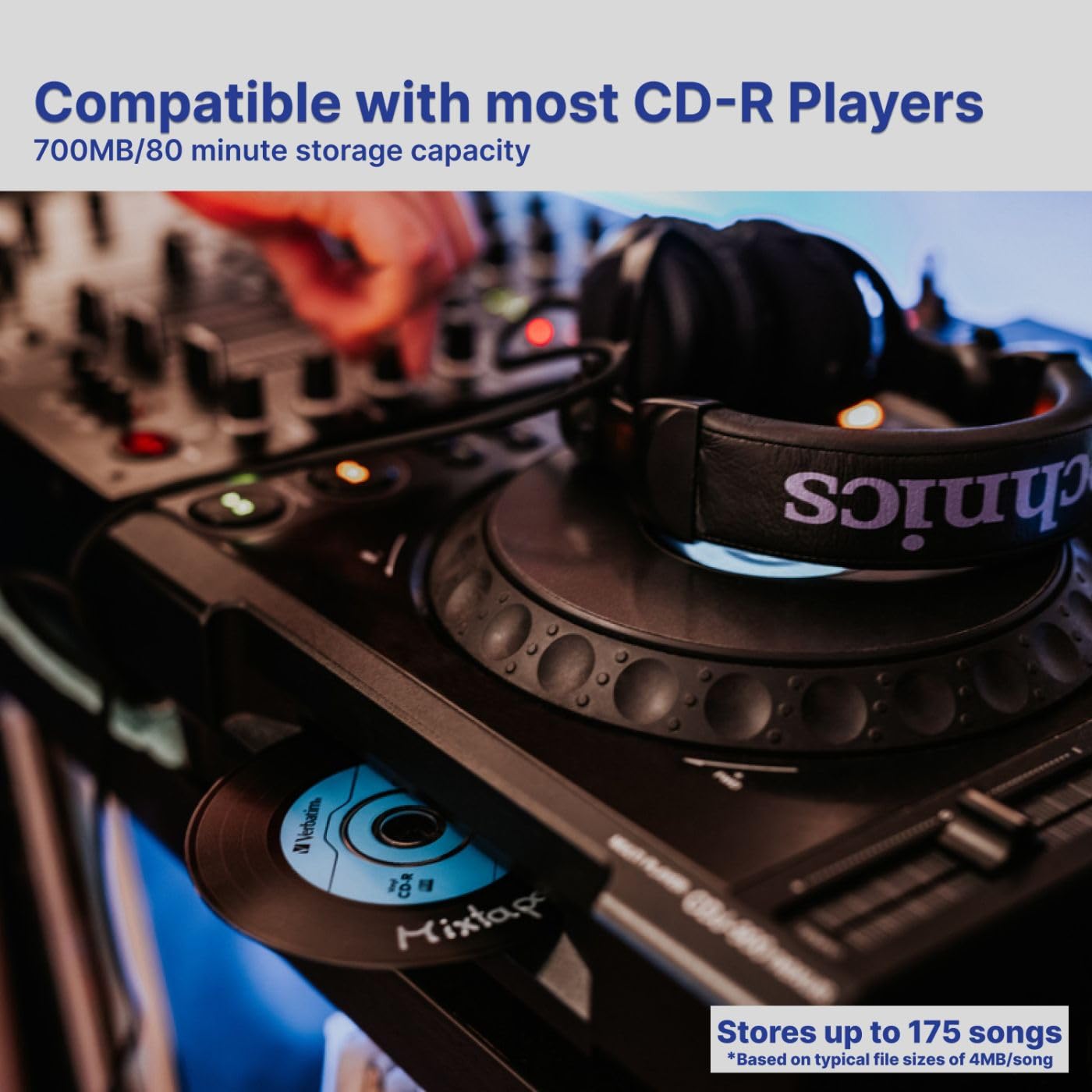 Verbatim CD-R Blank Discs 700MB 80min 52X Recordable Disc for Data and Music with Digital Vinyl Surface - 50pk Spindle Blue/Green/Orange/Pink/Purple