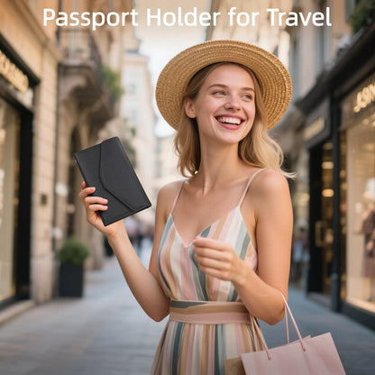 ZOPPEN Multi-purpose Rfid Blocking Travel Passport Wallet (Ver.4) Tri-fold Document Organizer Holder, 1 Black
