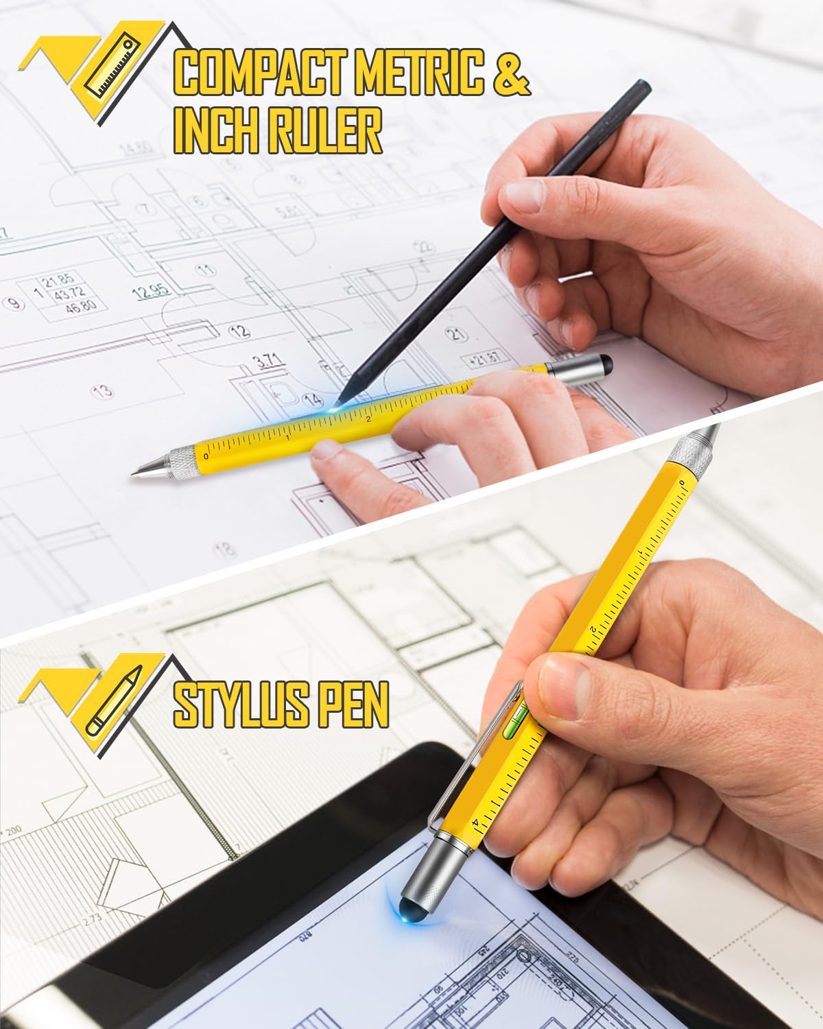 Stocking Stuffers for Men Multitool Pen, Birthday Gifts for Dad Husband Him, Father's Day Gifts from Daughter and Son, Cool Gadgets and Gift Ideas for Construction Engineers, Woodworkers, Carpenters