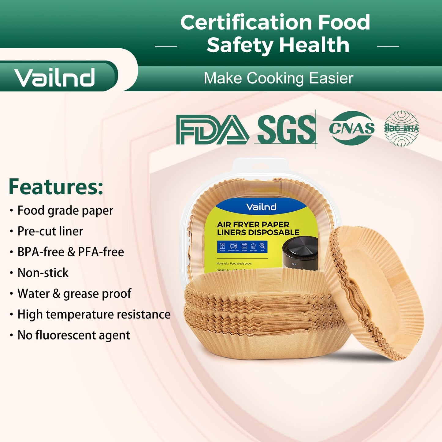 Small Air Fryer Liners Disposable, 2 QT Parchment Paper for COSORI 2.1 Qt Air Fryer, 100PCS 4.7 Inch Square Baking Paper Sheets for Mini Airfryer Basket