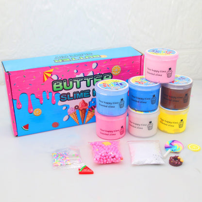 ZONEWAY 7 Pack Cake Butter Slime Kits, Soft and Non-Sticky Slime Kit Party Favors for Girls and Boys