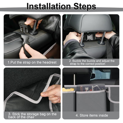 UYYE Trunk Hanging Organizer, Backseat Storage Bag, Collapsible Car Interior Accessories with 4 Pockets & 2 Mesh Pouches for Tools, Provide More Storage Trunk Space for SUV, Jeep, MPVs (Grey)