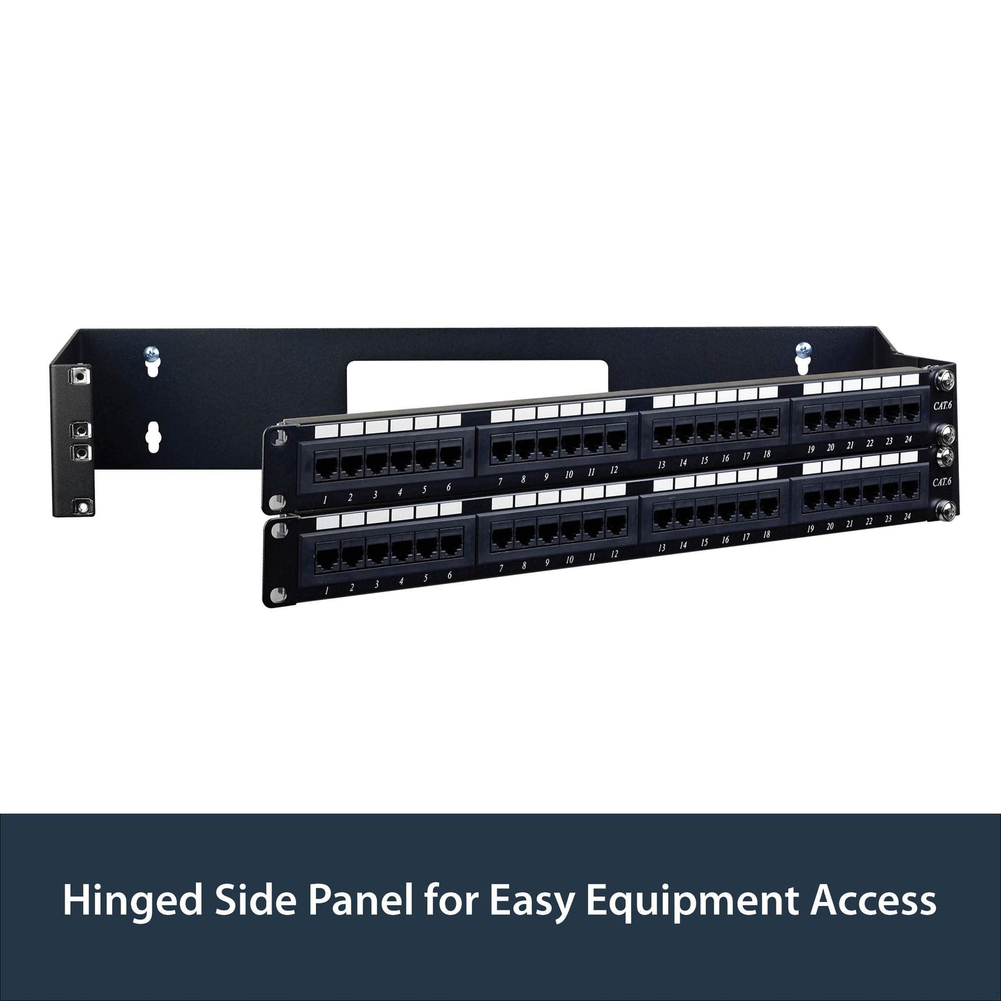 StarTech.com 2U Hinged Wall Mount Patch Panel Bracket - 6 inch Deep - 19" Patch Panel Swing Rack for Shallow Network Equipment- 22lbs (WALLMOUNTH2), Black