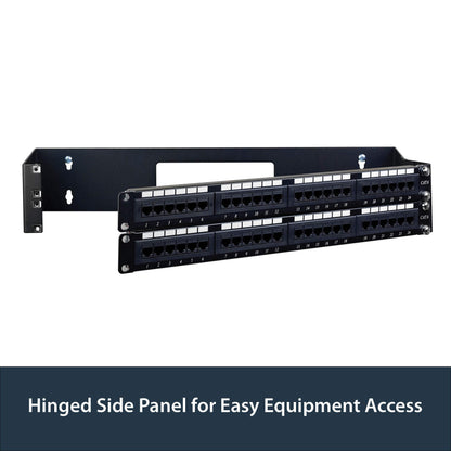 StarTech.com 2U Hinged Wall Mount Patch Panel Bracket - 6 inch Deep - 19" Patch Panel Swing Rack for Shallow Network Equipment- 22lbs (WALLMOUNTH2), Black