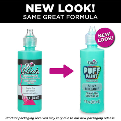Tulip Puff Fabric Paint, Acrylic Craft Paint, 4 fl oz, Bright Teal, for Clothes, DIY Projects, Non-Toxic