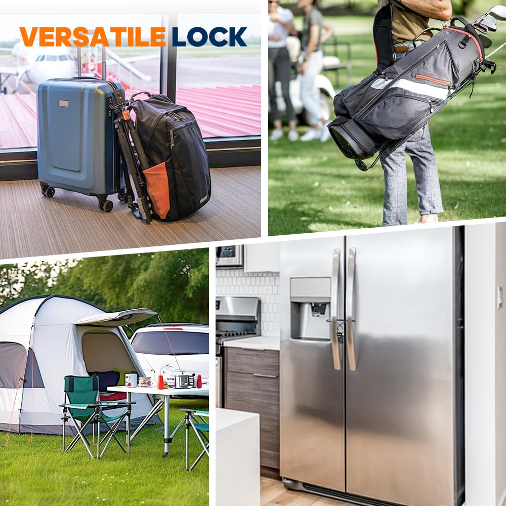 SURE LOCK TSA Approved 3-Digit Combination Luggage Locks – Open Alert Indicator, Re-settable Code with Zinc Alloy Body, Easy-Read Dials for Suitcase, Backpack, Gym Locker & Toolbox(Extra Long Cable)