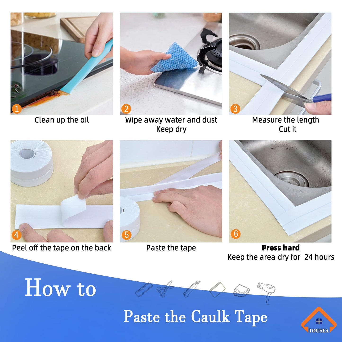 Caulk Tape Self Adhesive,Caulking Tape for Bathroom Sealant Strip Caulk Strip,Waterproof Caulking Sealing Tape for Bathroom,Toilet,Kitchen Countertop,Bathroom,Toilet