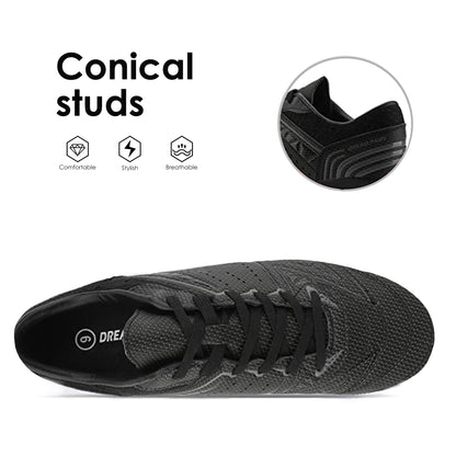 DREAM PAIRS Mens Sport Flexible Athletic Lace Up Light Weight Outdoor Cleats Football Soccer Shoes,Size 7,Black/Dark/Grey,160859-M