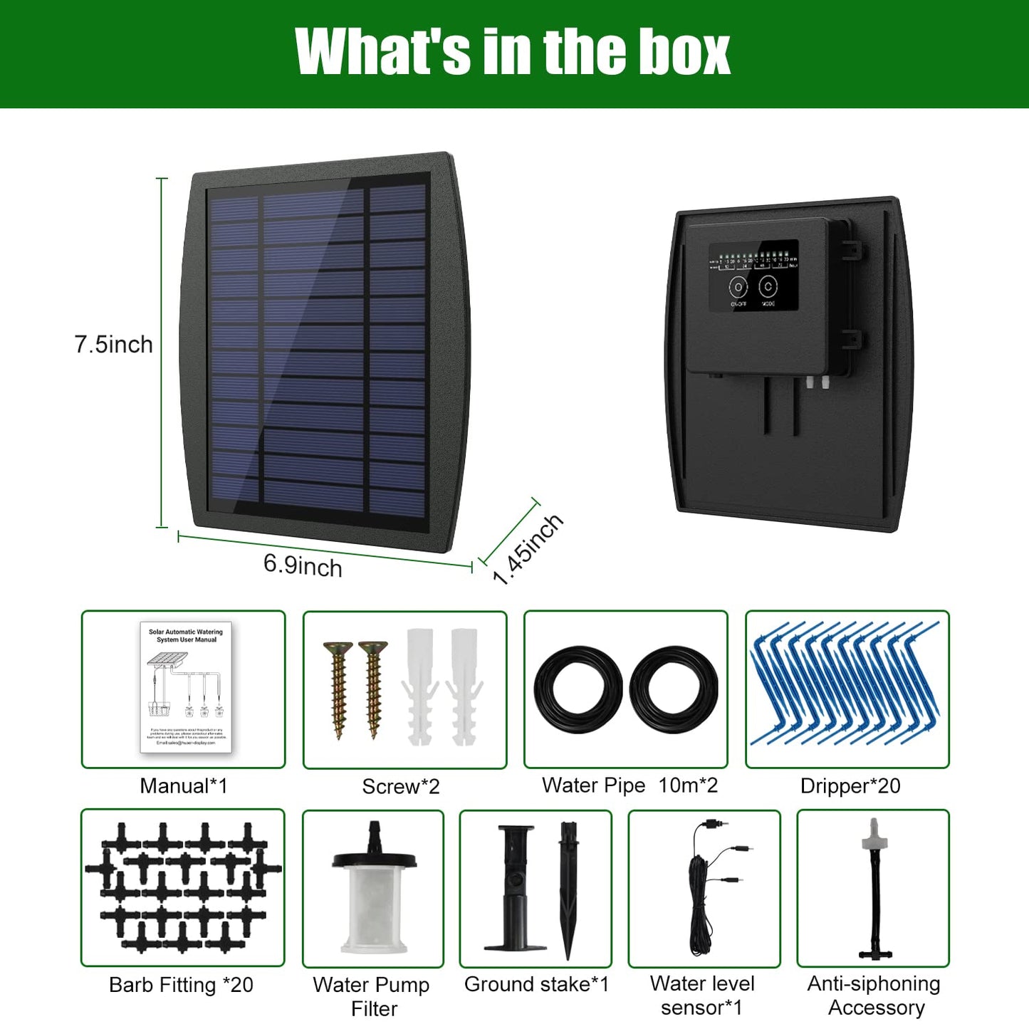 Solar Automatic Drip Irrigation Kit System, JIYANG Solar Powered Auto Easy DIY Watering Device Supported Pots Plants, 12 Timing Modes with Anti-Siphoning Device (Supported 20-30 Pots, 12Timing Modes)