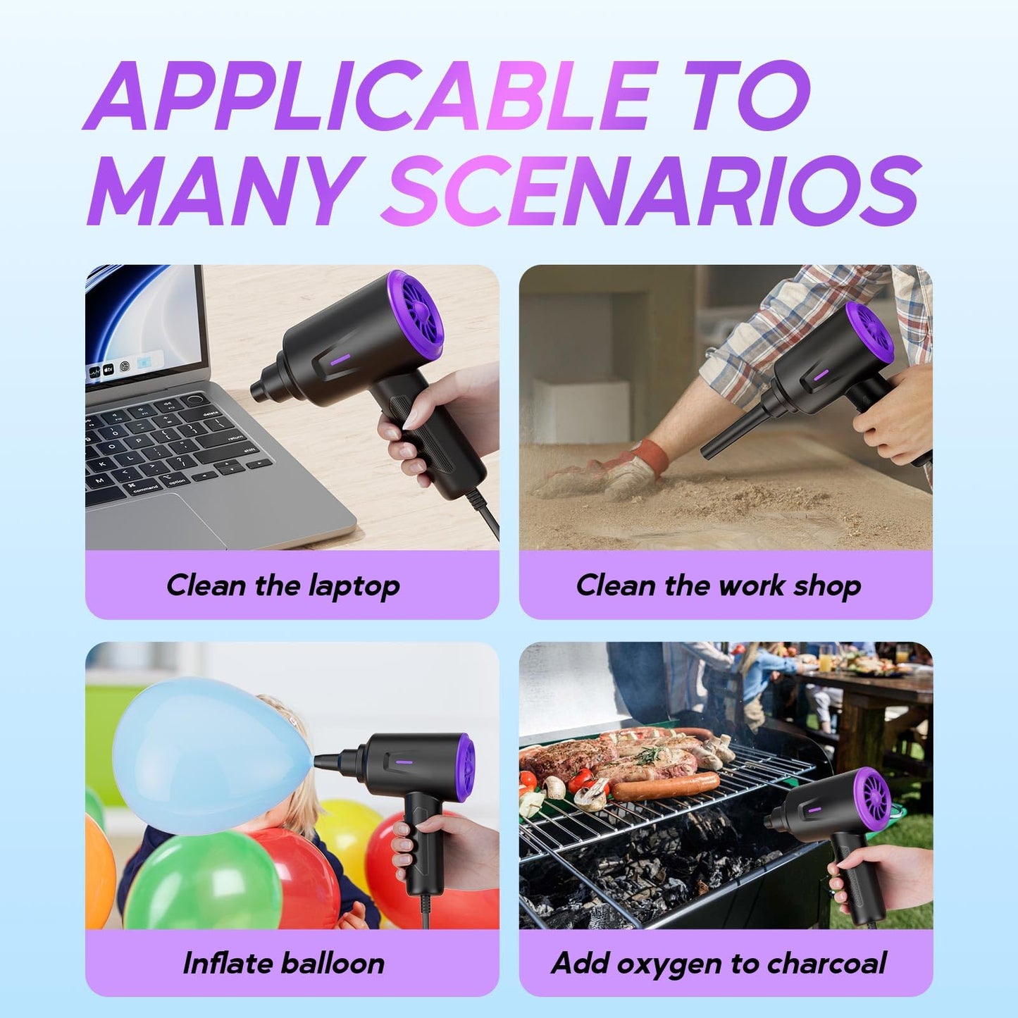 Goweto Electric Air Duster - Air Blower - Multi-Use Compressed Air Duster for Keyboard- Computer and PC - 5.74 oz Powerful Motor