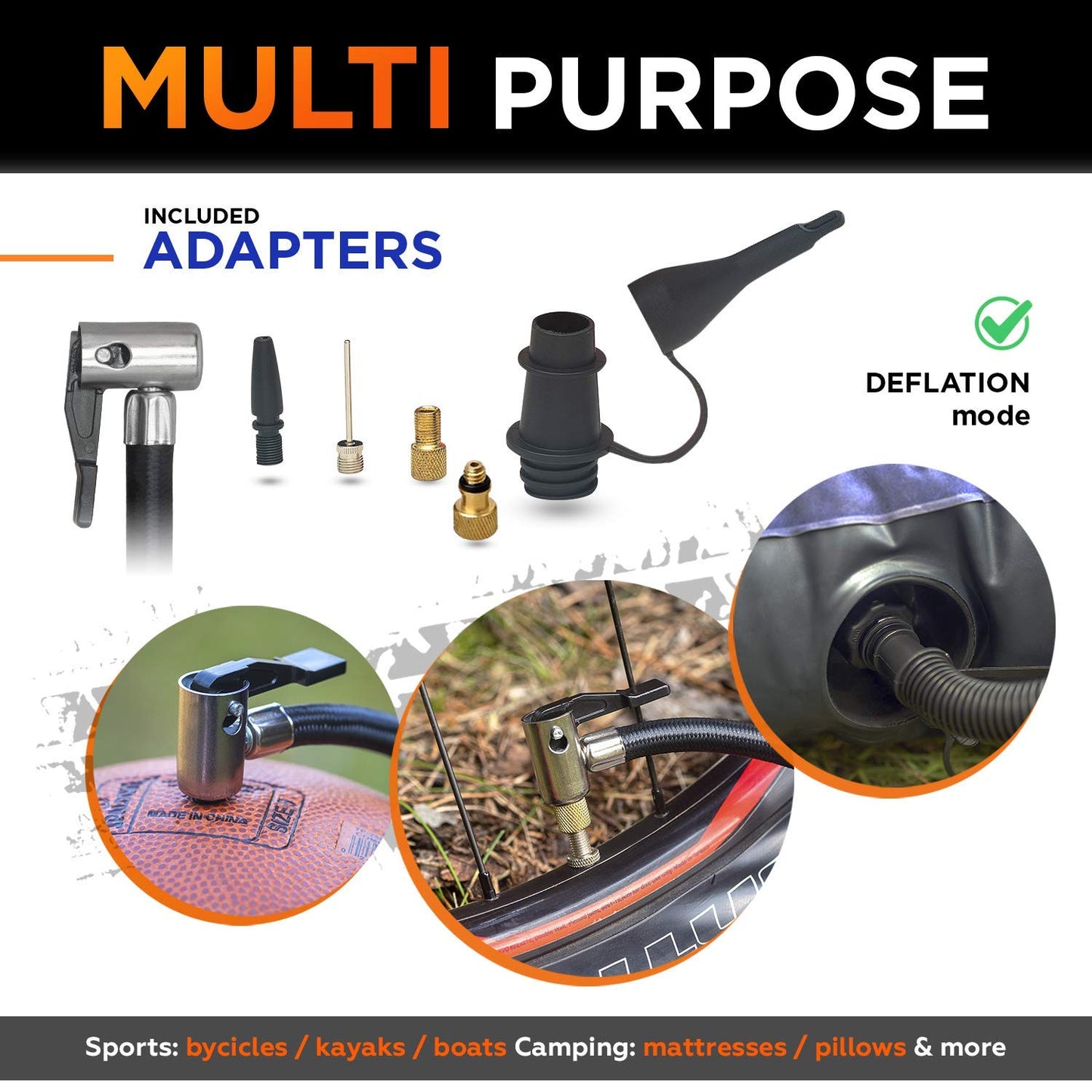 RoofPax Tire Inflator Portable Air Compressor for Car Tires 3 Power Sources AC/DC & Battery Heavy Duty Inflator/Deflator Digital Car Air Pump with Pressure Gauge 12V 110 AC 160 PSI For Car RV & Truck