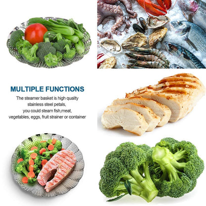 Sayfine Vegetable Steamer Basket, Premium Stainless Steel Veggie Steamer Basket for cooking - Folding Expandable Steamers to Fits Various Size Pot (Large(6" to 10.5")