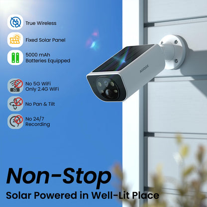 AOQEE Cameras for Home Security-2K Wireless Security Camera Outdoor with AI Motion Detection & Siren, Non-Stop Solar Powered Charging, Color Night Vision, SD/Cloud Storage, Waterproof, S1 4P