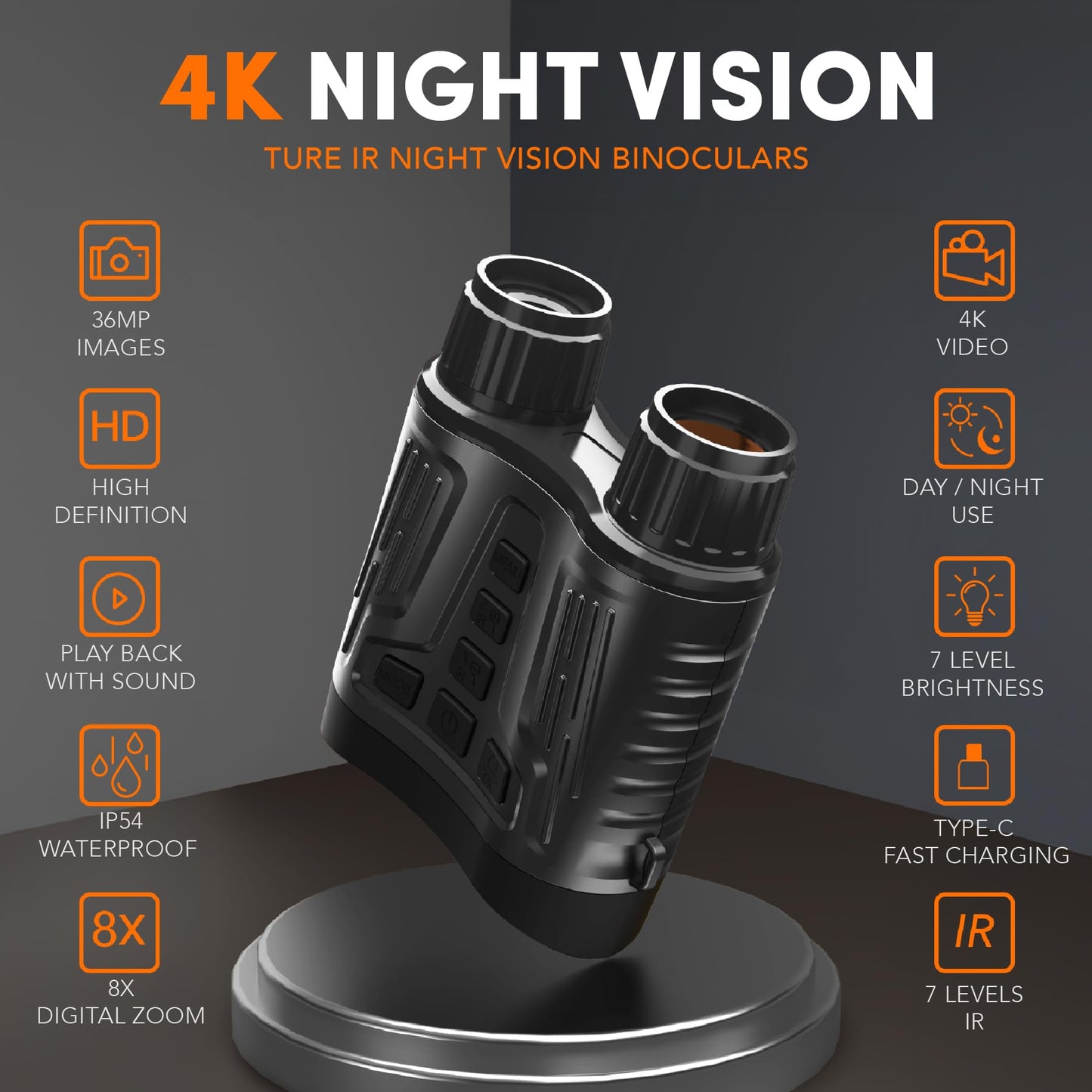 GTHUNDER Night Vision Goggles, 4K High-Definition Rechargeable Infrared Digital Night Vision Goggles