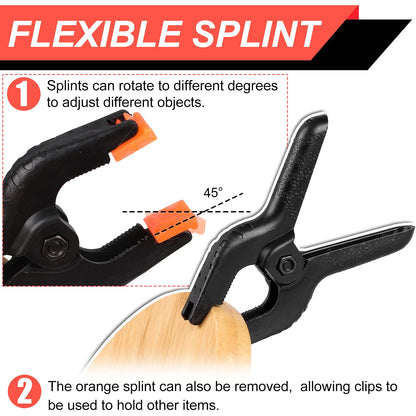 12 Pack Plastic Spring Clamps, 3.5inch Small Heavy Duty Clips for Crafts, Backdrop Stand, Woodworking, Photography Studios (Black)