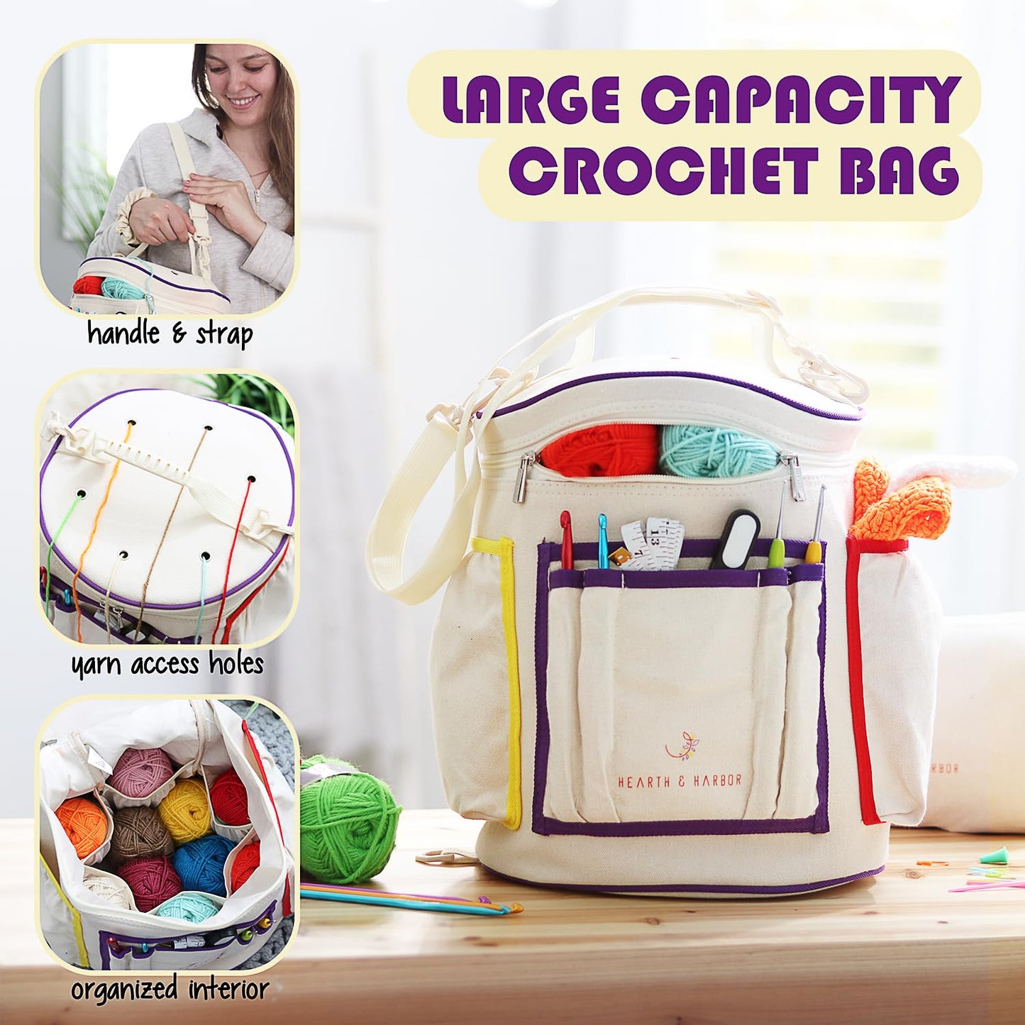 Crochet Kit for Beginners with Yarn, Beginner Crochet Kit for Adults and Kids, 21 Hooks, Knitting Kit Bag, Instructions Step-by-Step Video Tutorials, Plus Crochet Accessories Supplies, Crochet Gifts
