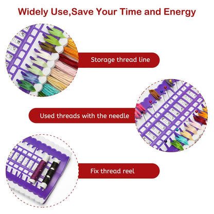 50 Positions Floss Organizer Embroidery Shelf, Luxiv Thread Organizers for Cross Stitch Embroidery Thread Holder with 15Pcs Replaceable Paper Card Sewing Needle, Embroidery Floss Organizer