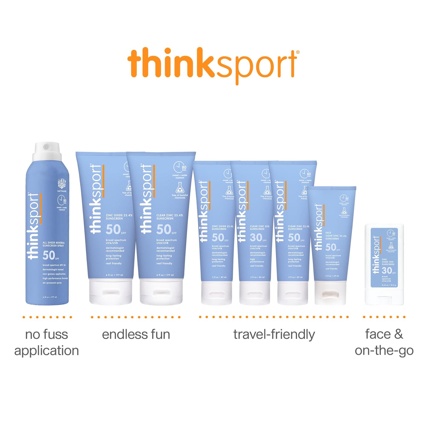 Thinksport SPF 50+ Mineral Sunscreen – Safe, Natural Sunblock for Sports & Active Use - Water Resistant Sun Cream –UVA/UVB Sun Protection – Vegan, Reef Friendly Lotion, 6oz